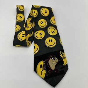 Vintage Looney tunes mania 1996 Taz wants a snack smiley face tie 58"
